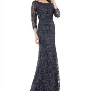SOUTACHE EMBROIDERED BOAT NECK GOWN